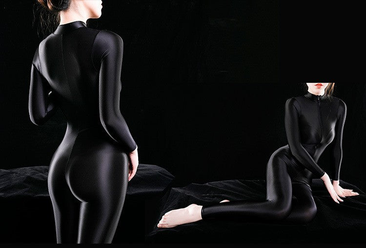 Shiny Luxury Shiny Thin Silky Tight Jumpsuit