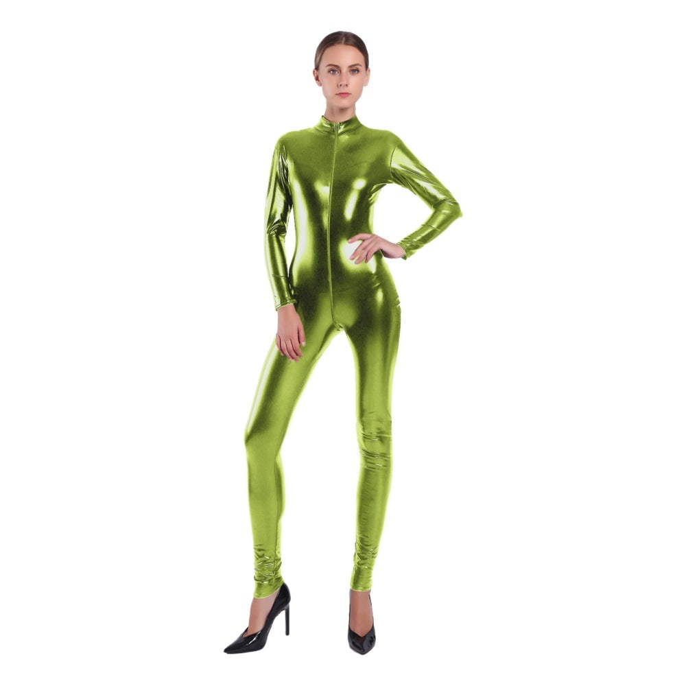 Women's Rubberized Faux Leather Shiny Bodysuit