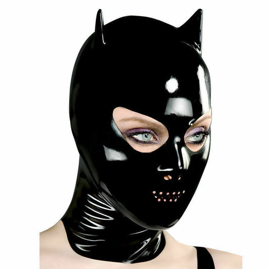 Latex Hood Mask With Zipper Cosplay