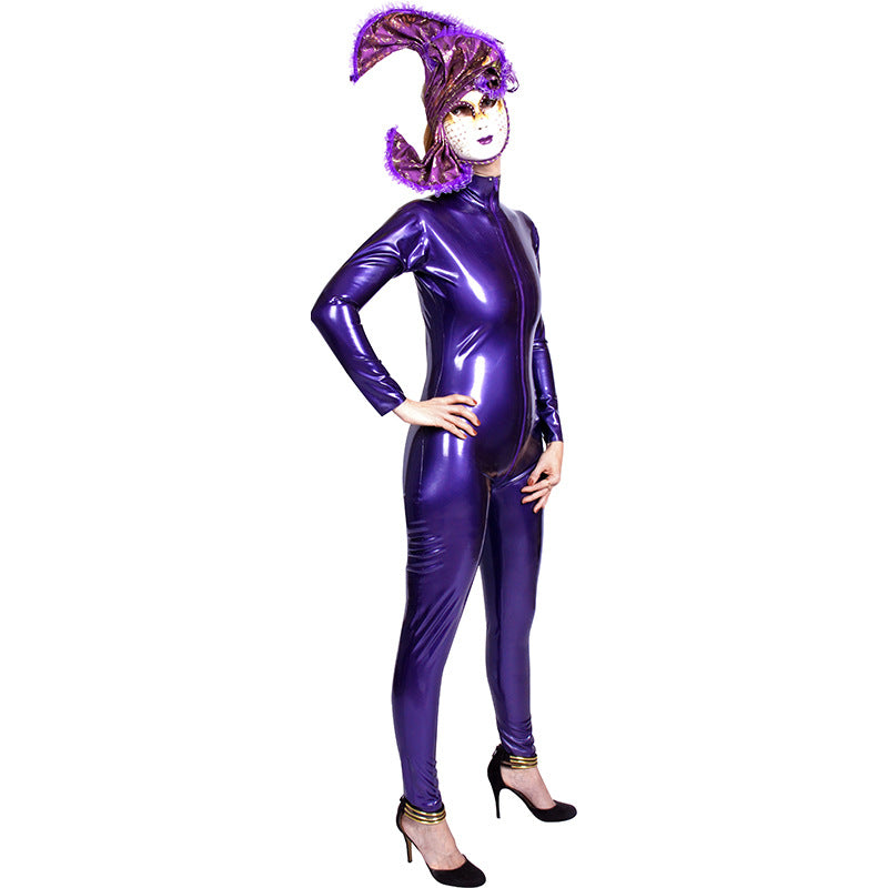 Ladies Purple Fashion Personalized Latex Bodysuit