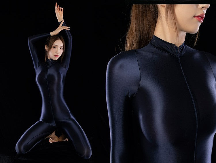 Shiny Luxury Shiny Thin Silky Tight Jumpsuit