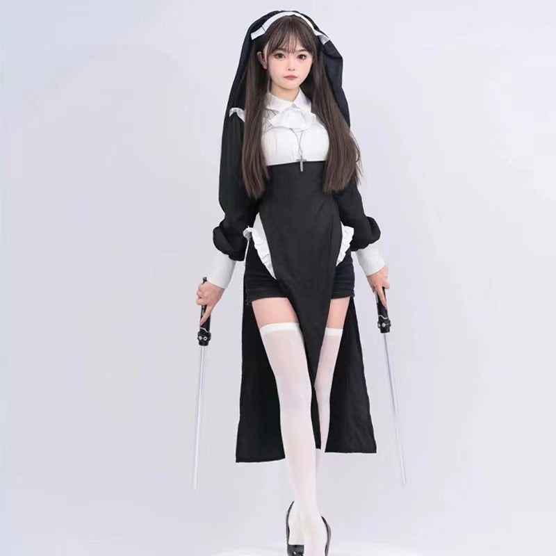 In Stock Nun Cos Tight Clothes Sexy Change Decoration Nun Change Suit Same Style Cosplay