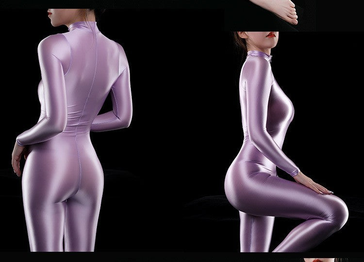 Shiny Luxury Shiny Thin Silky Tight Jumpsuit