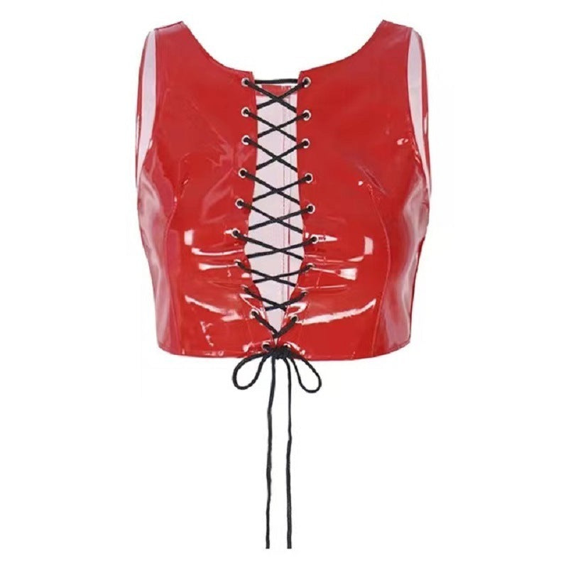 Women's PVC Mirror Shiny Leather Vest