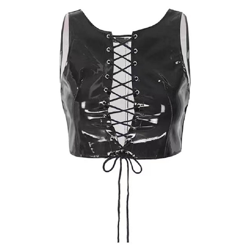 Women's PVC Mirror Shiny Leather Vest