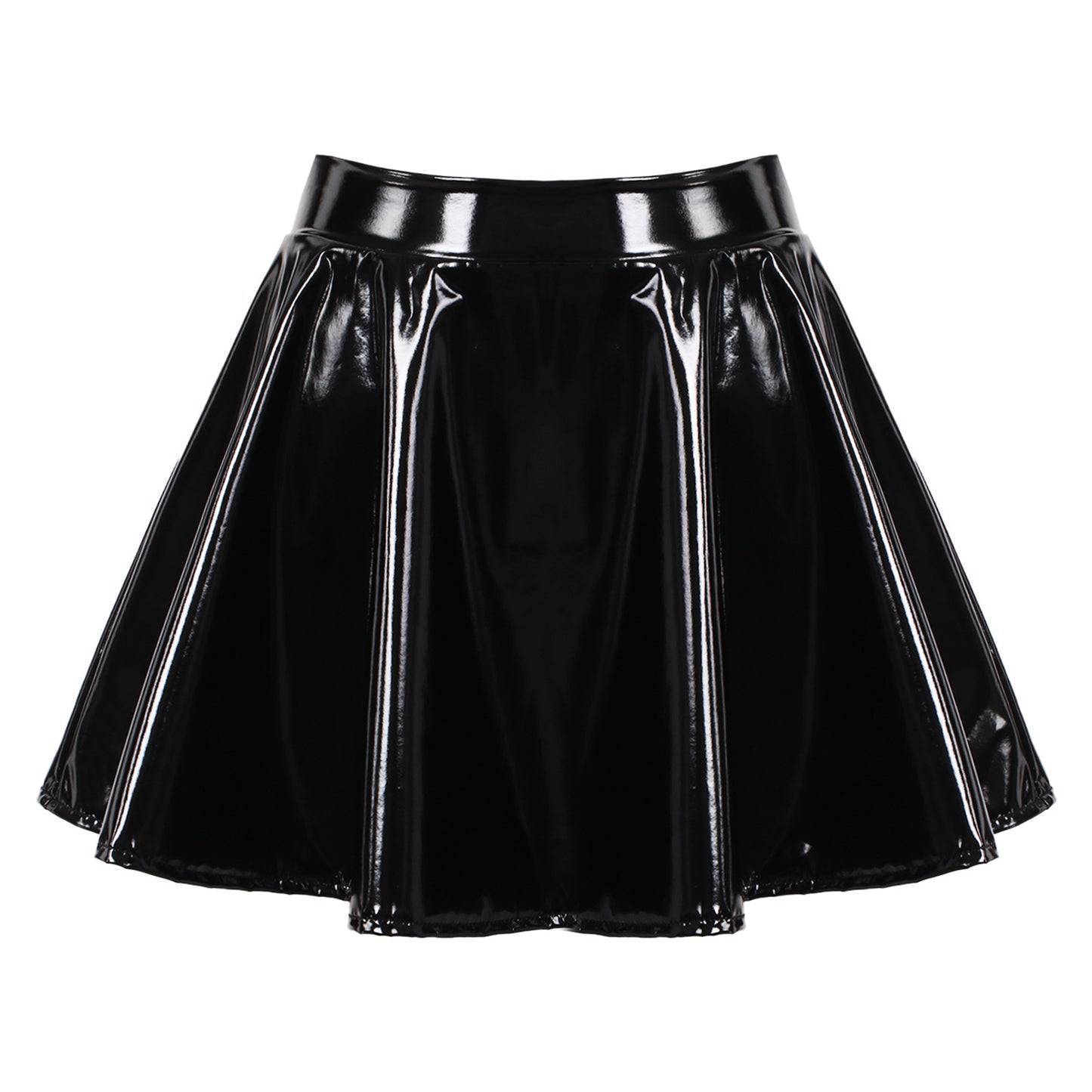 Women's Pu Faux Leather Stretch Pleated Skirt