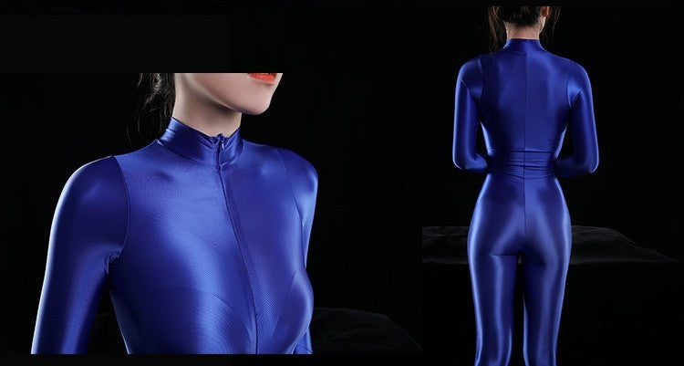 Shiny Luxury Shiny Thin Silky Tight Jumpsuit