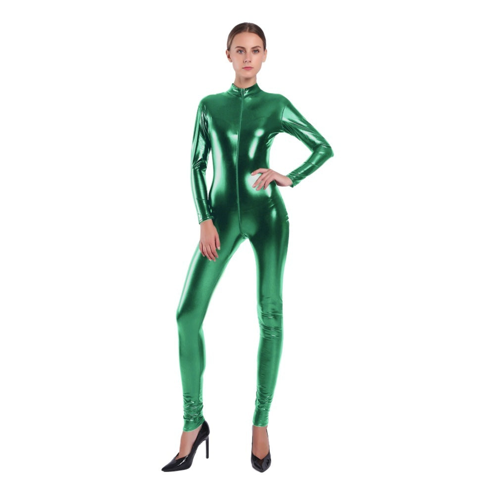 Women's Rubberized Faux Leather Shiny Bodysuit