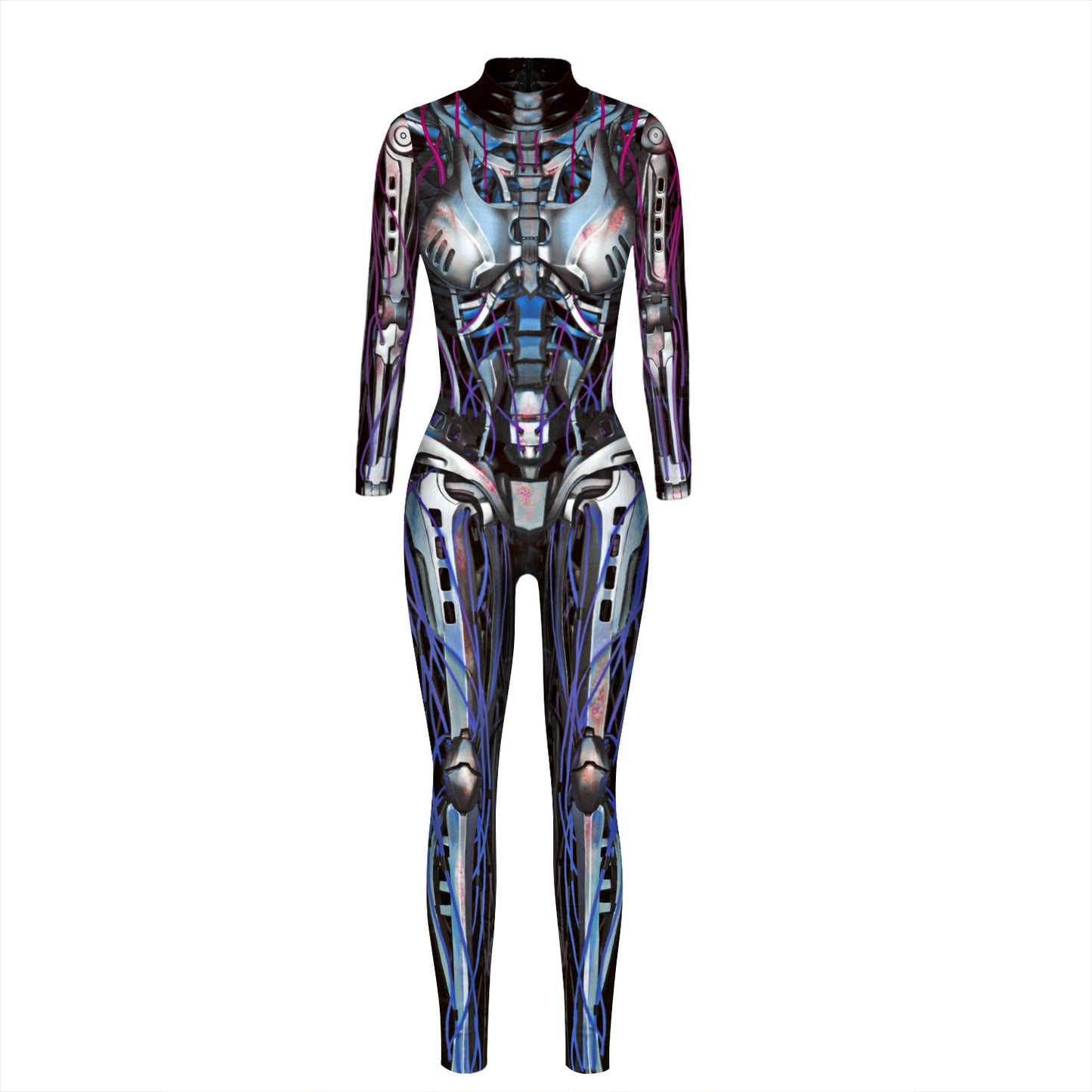 Machine Skeleton Digital Print Ladies Bodysuit