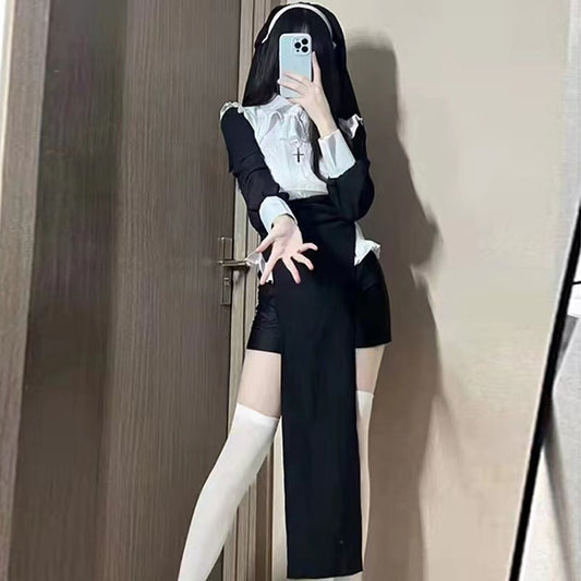 In Stock Nun Cos Tight Clothes Sexy Change Decoration Nun Change Suit Same Style Cosplay