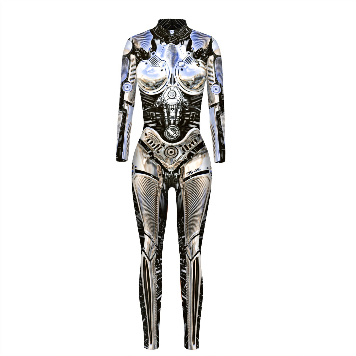 Machine Skeleton Digital Print Ladies Bodysuit