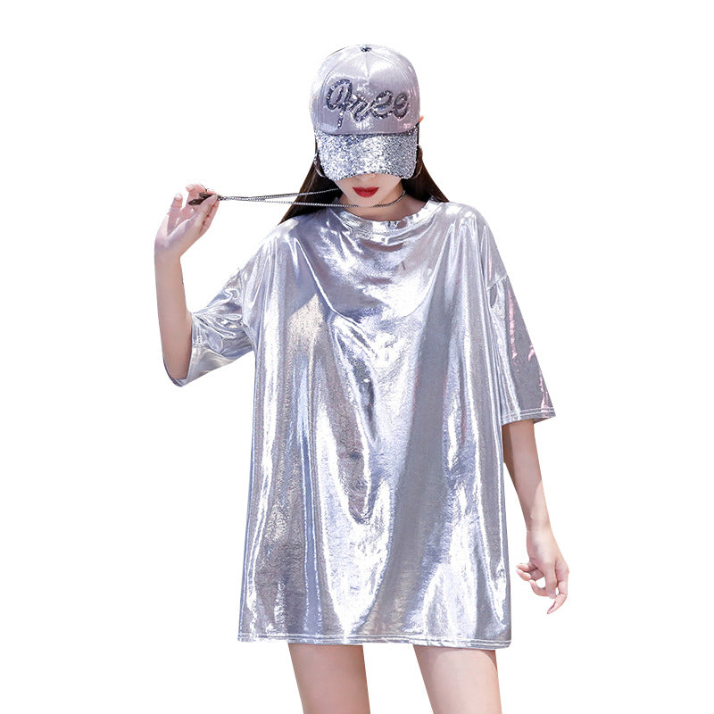 Women's Loose Mid-length Shiny Luminous Top