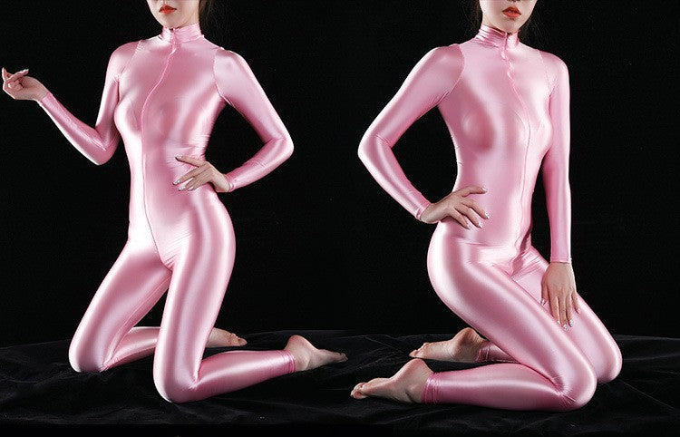 Shiny Luxury Shiny Thin Silky Tight Jumpsuit