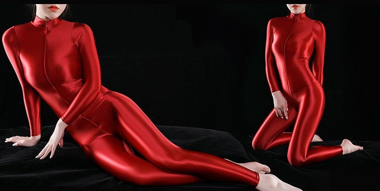 Shiny Luxury Shiny Thin Silky Tight Jumpsuit