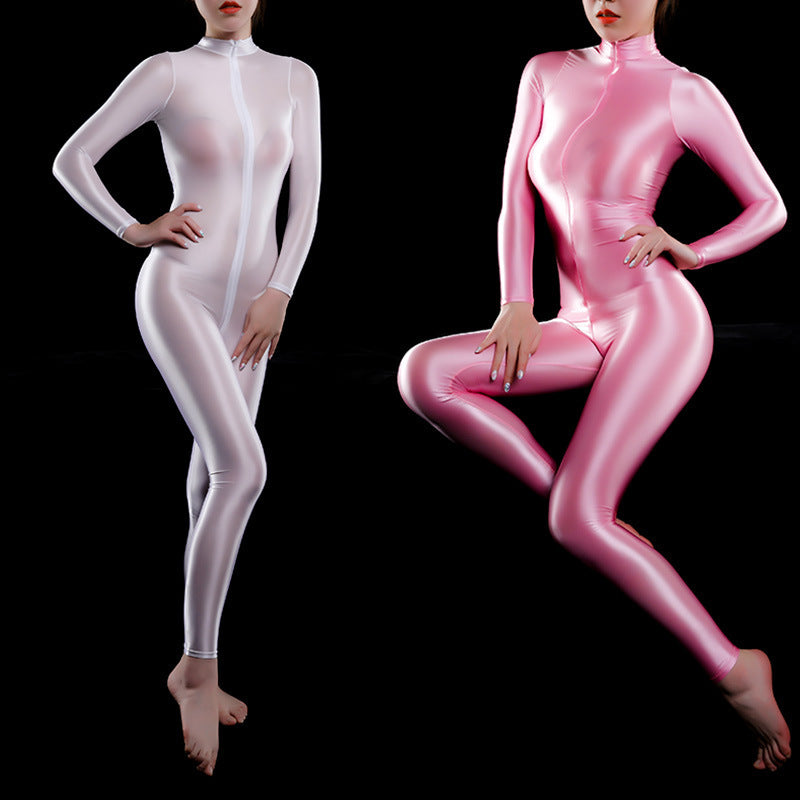 Shiny Luxury Shiny Thin Silky Tight Jumpsuit