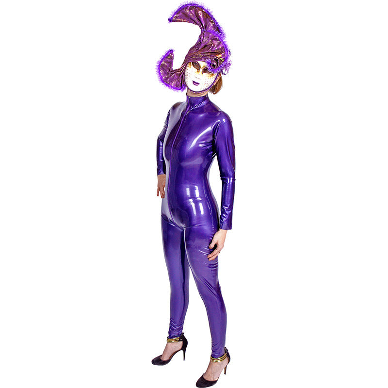 Ladies Purple Fashion Personalized Latex Bodysuit