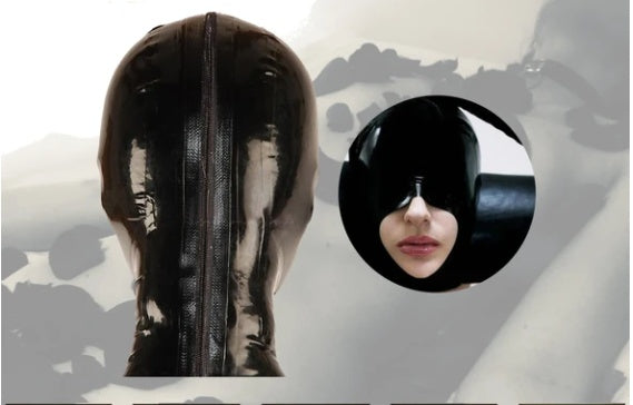 Latex  Half Face Headgear Gloss Mask