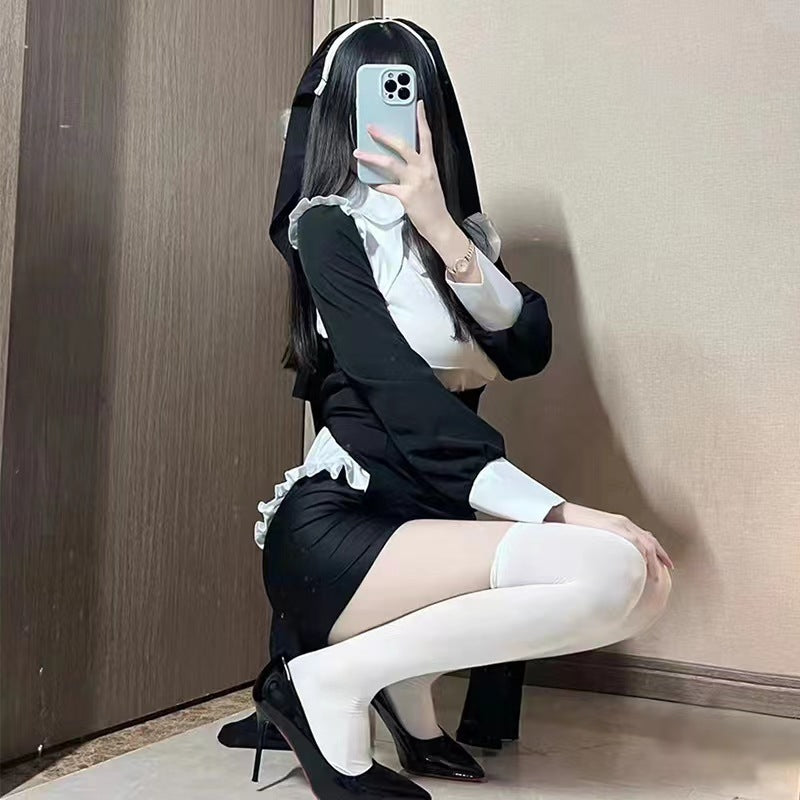 In Stock Nun Cos Tight Clothes Sexy Change Decoration Nun Change Suit Same Style Cosplay