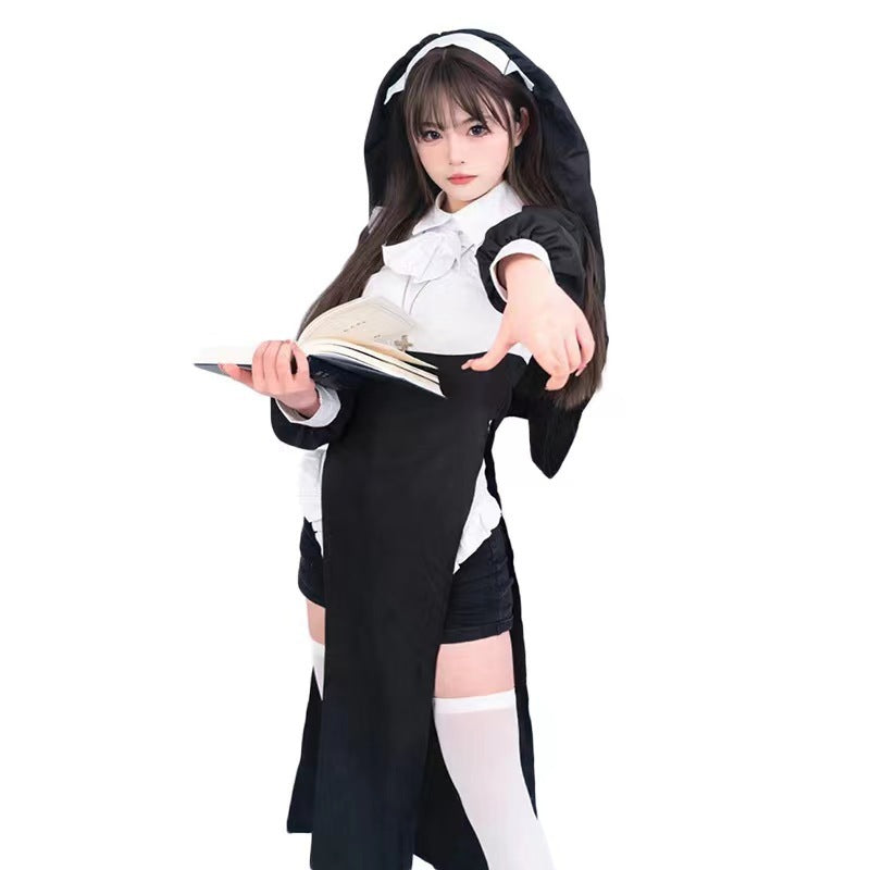 In Stock Nun Cos Tight Clothes Sexy Change Decoration Nun Change Suit Same Style Cosplay