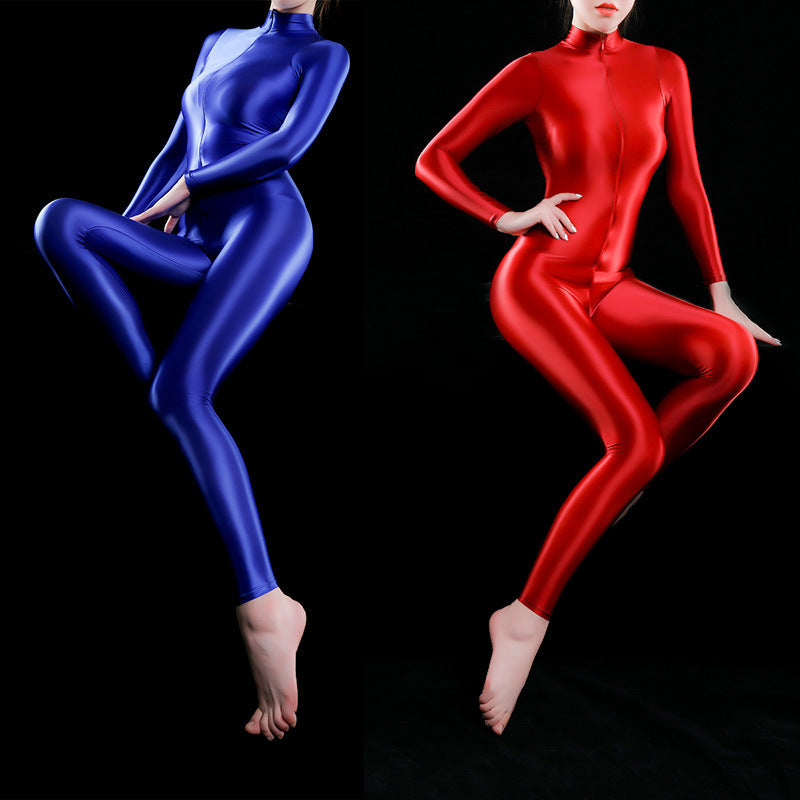 Shiny Luxury Shiny Thin Silky Tight Jumpsuit