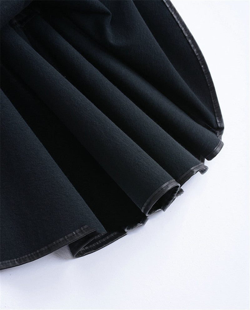 High Waist Pu Leather Skirt Is Thin And Pleated