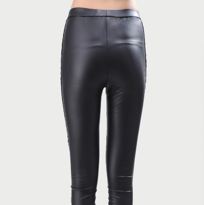 Tied leather stitching pants