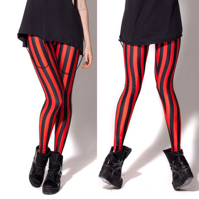 Black Rose Striped Leggings