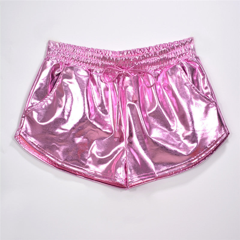 Shiny metallic casual booties shorts