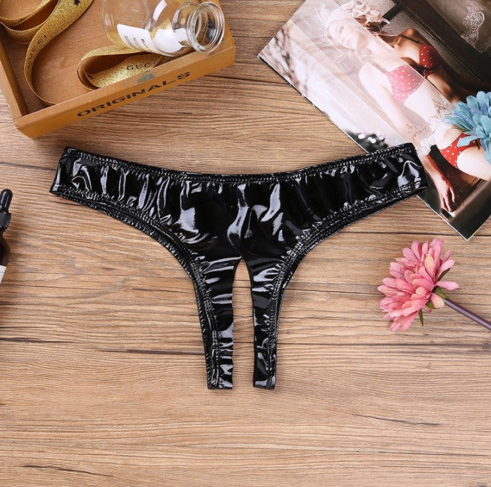 Sexy Lingerie Mini Panties Sexy Women's T-pants Patent Leather Thong