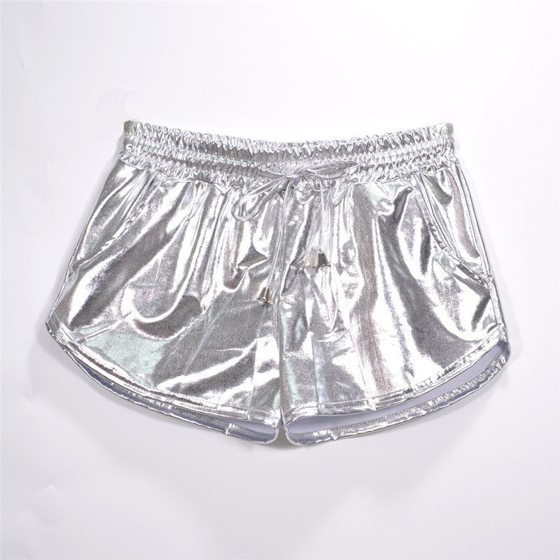 Shiny metallic casual booties shorts