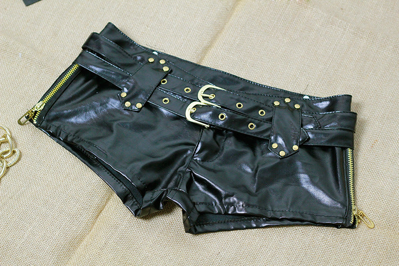 Black Leather Shorts Hot Pants