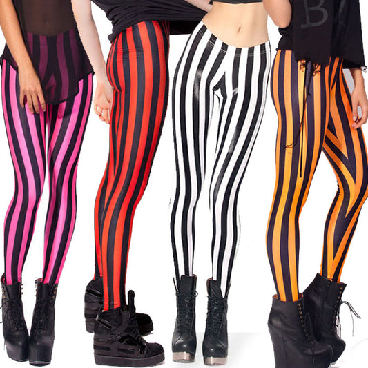 Black Rose Striped Leggings