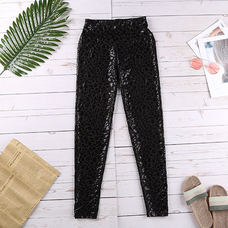 Women's Stretch Animal Print Skinny Leather Pants