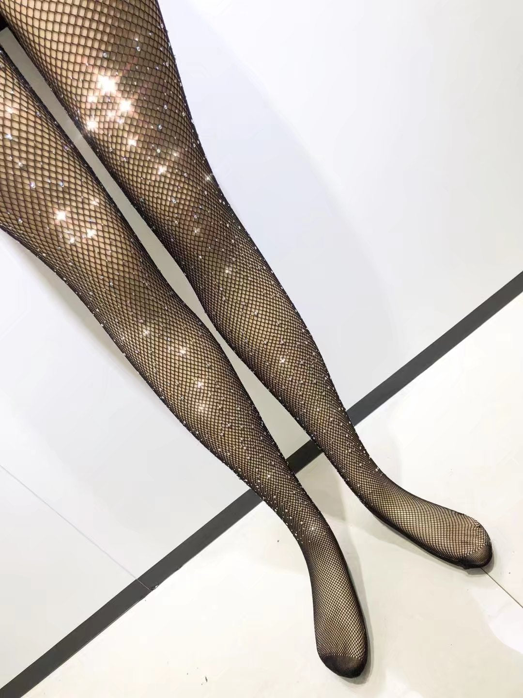 Nightclub Style Shiny Hot Diamond Trousers Fishnet Socks